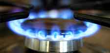 blue flames of gas oven