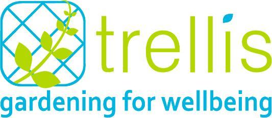 Trellis logo - reads Trellis, gardening for wellbeing