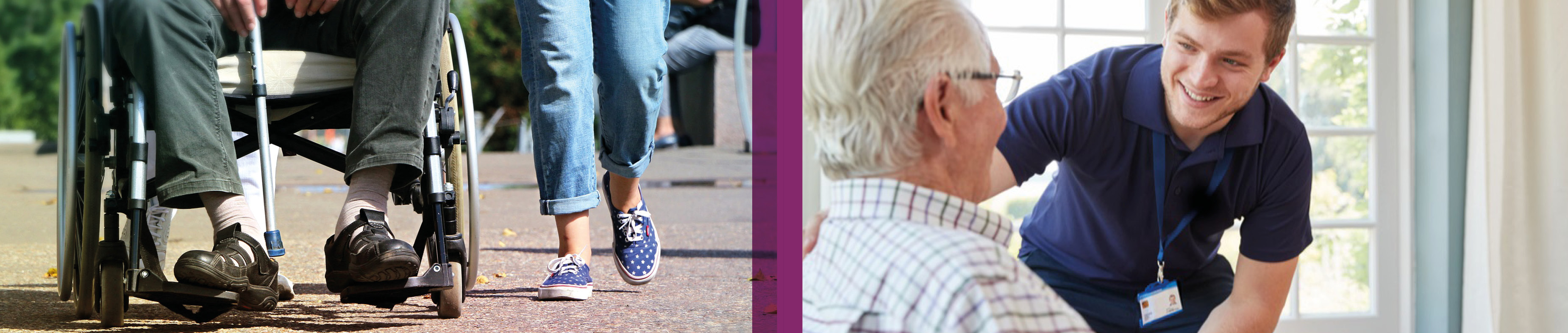 A social care worker comforts an elderly man