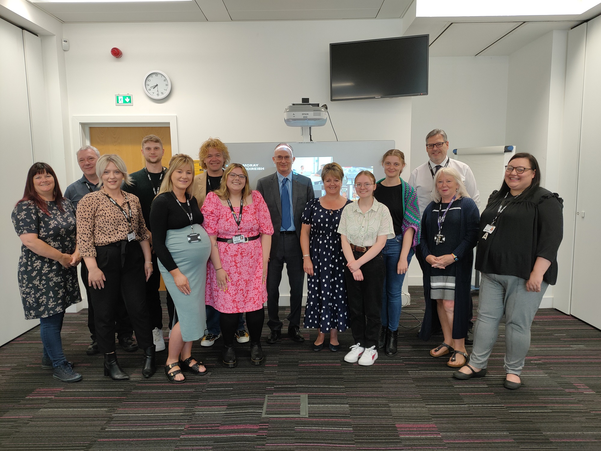 A group photo of Siobhan and various staff members from UHI Moray who supported her during her internship