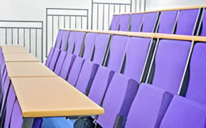 view across the seats in the lecture theatre
