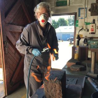 Local artist, Mary Bourne, working on the Cabrach Reconnections Exhibition