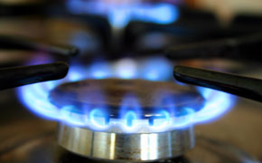 blue flames of gas oven