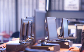 Bank of desktop computers