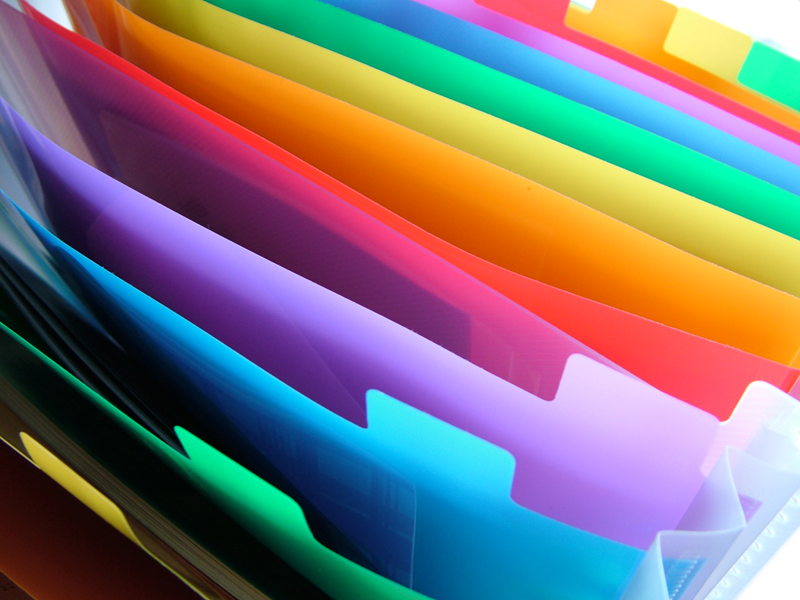 Photo of coloured paper binders
