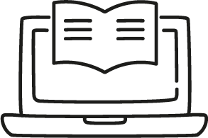 icon of computer overlaid with a book